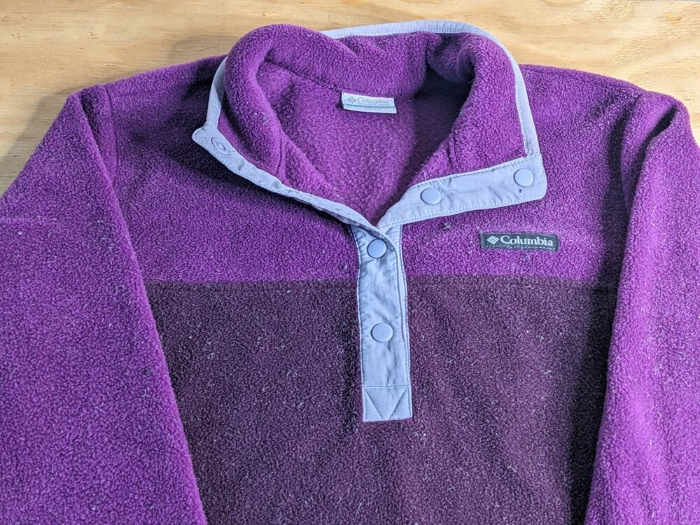 Columbia Women's Benton Springs Purple Snap Fleece Pullover Jacket Size MEDIUM